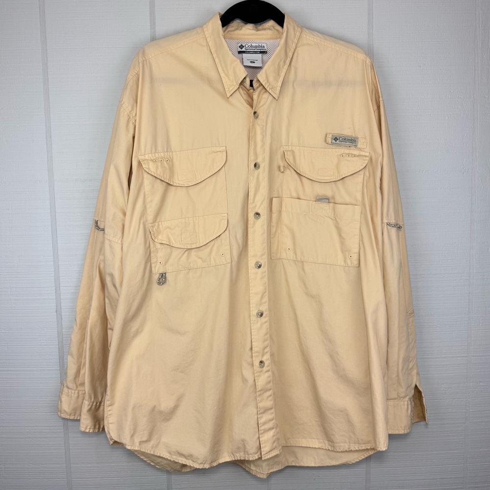 Columbia PFG Long Sleeve Button Down Shirt Vented Fishing Outdoor Gear Yellow L